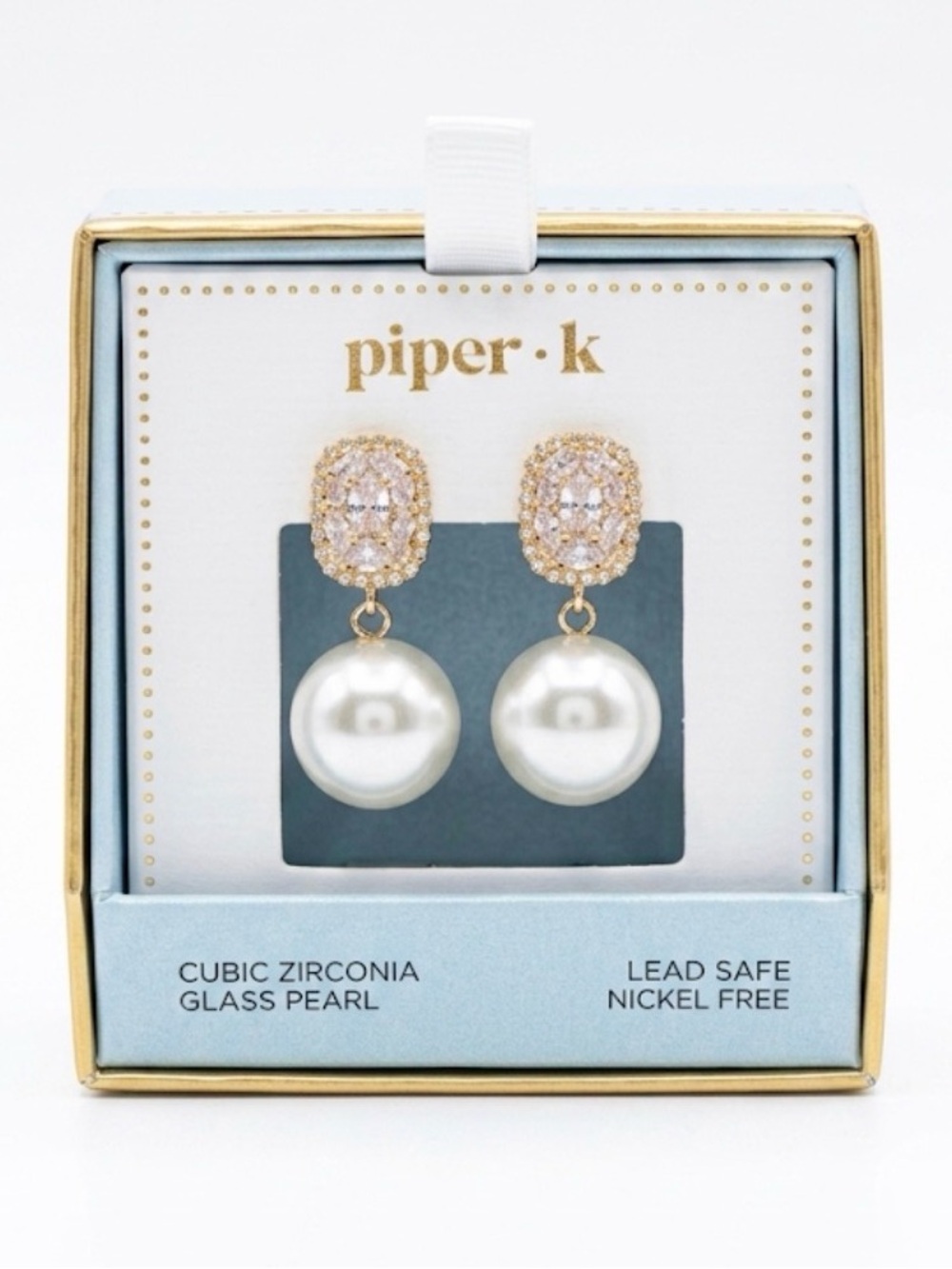 NWT ⚜️💎⚜️ Piper K Cubic Zirconia and Glass Pearl Drop Earrings